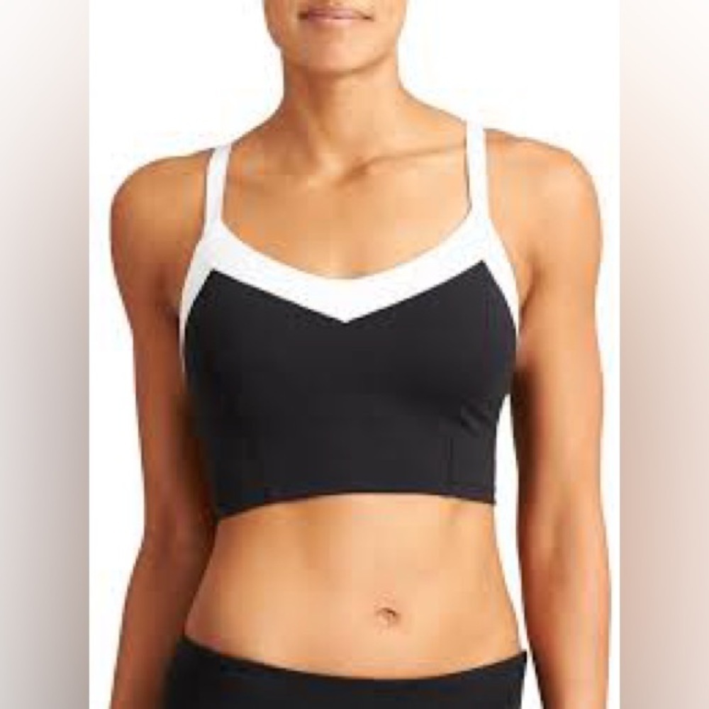Athleta Black and White V-Neck Sports Bra